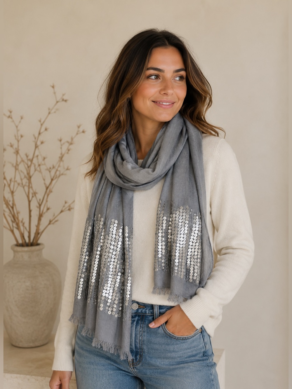 NWT Banana Republic 100% Rayon Sequin Scarf